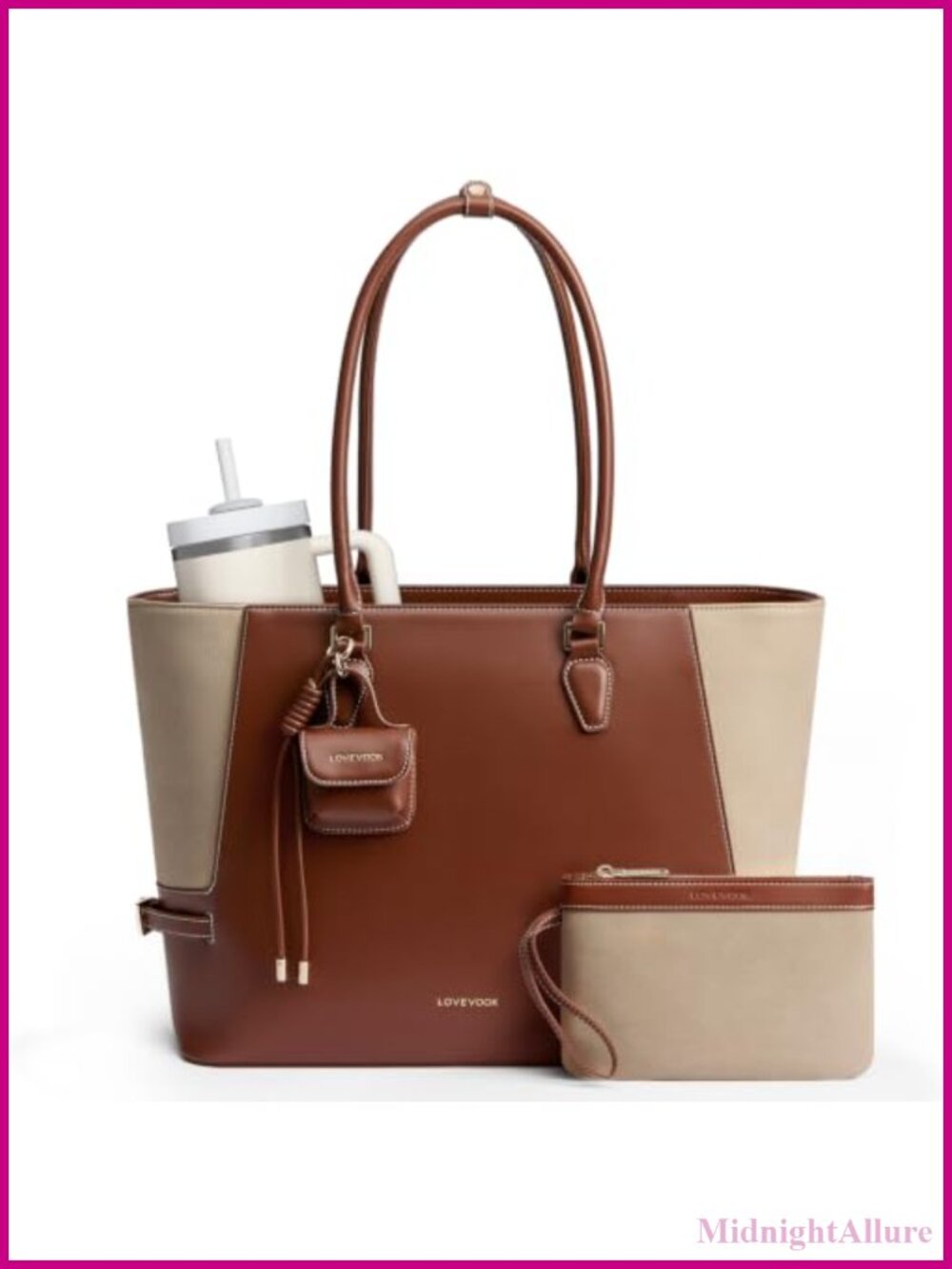 Nylon Laptop Tote Bag for Women fits 15.6 inch with Earbud Case Clutch